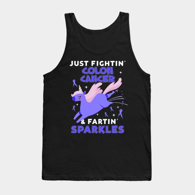 colon cancer funny unicorn farting sparkles Tank Top by TeesCircle
